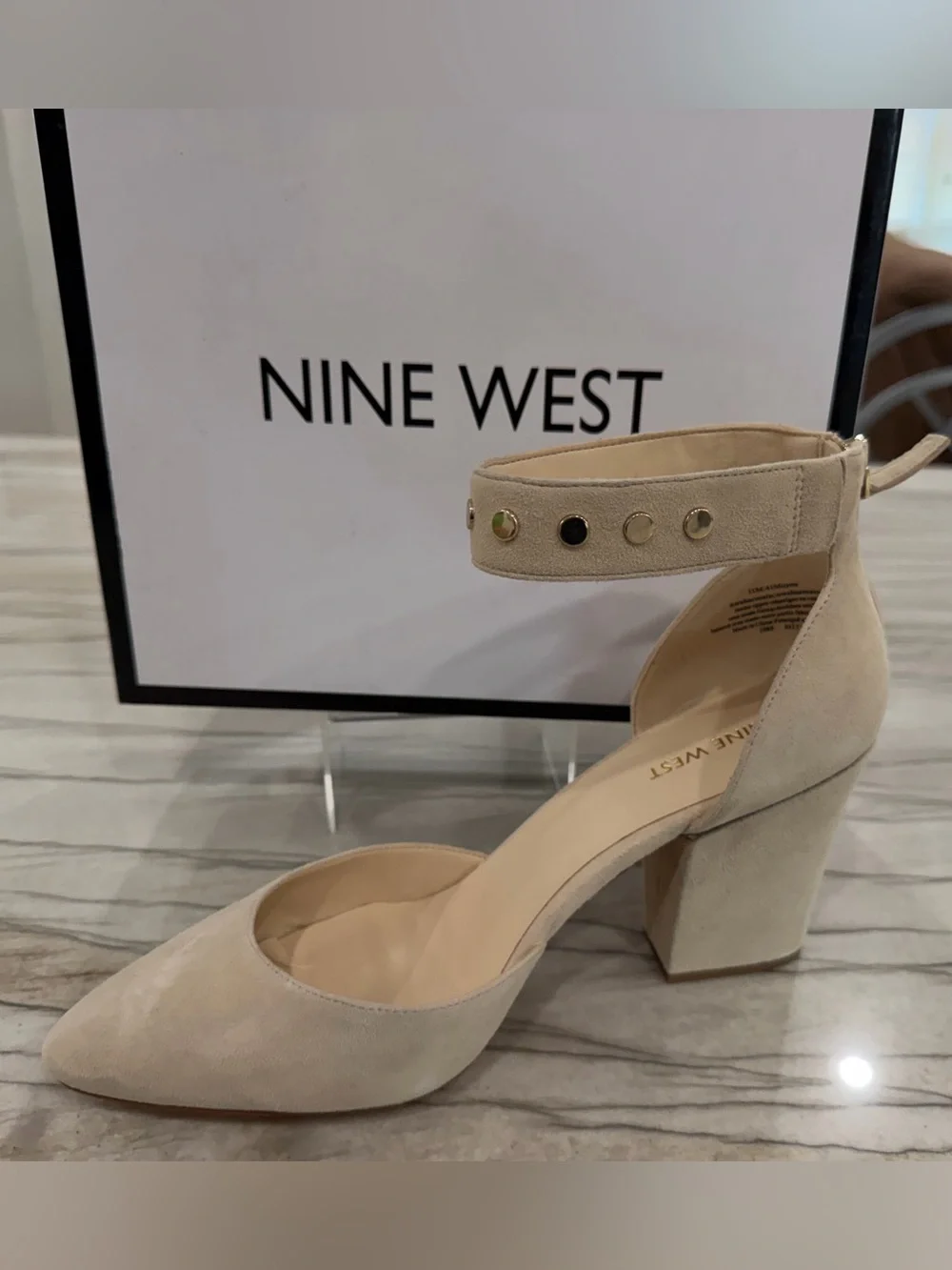 Nine West Sharmain Cashmere Suede Studded Ankle Strap Heels Size 11 NIB